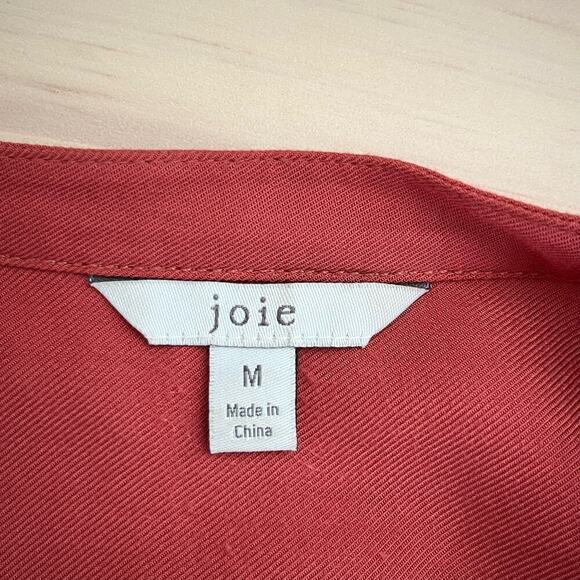 Joie Saiyuri Button Down Drapey Blouse Shirt in Desert Spice Orange, Size Medium - Picture 3 of 14